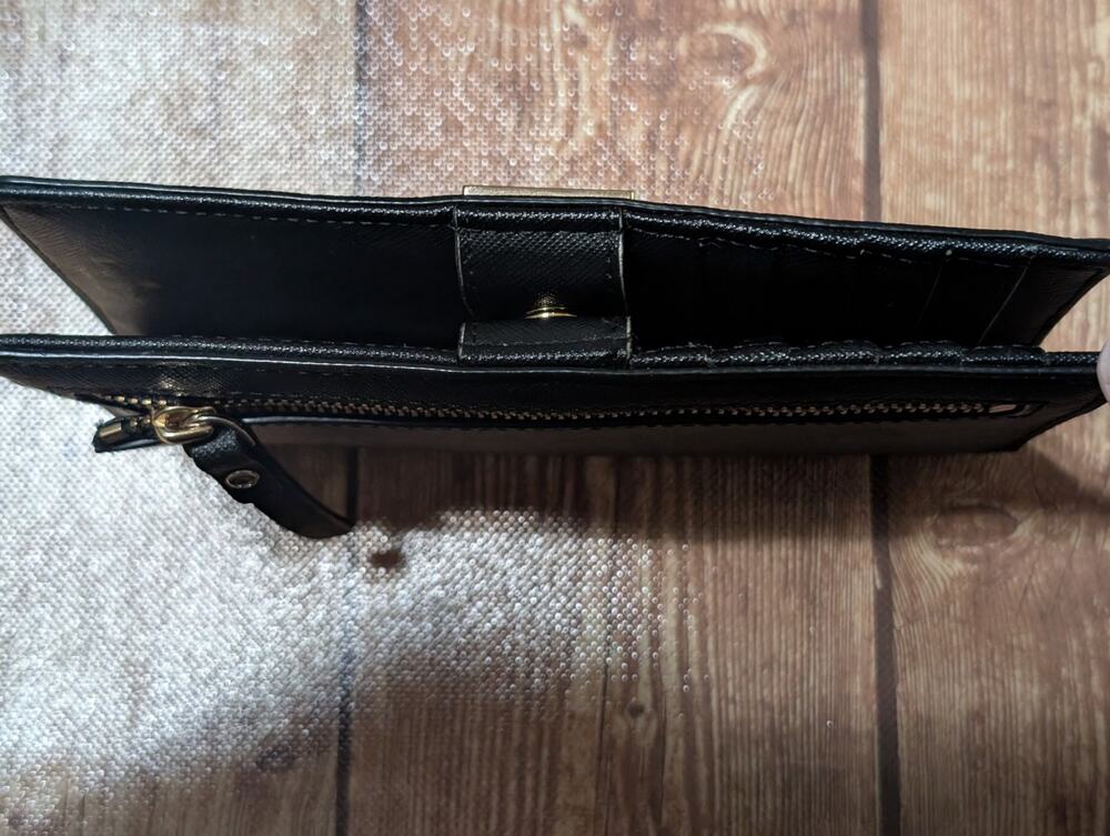 Kate Spade Laurel Way Stacy Slim Bifold Wallet Black Cowhide Saffiano Leather